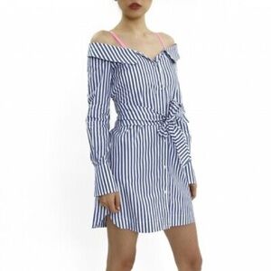 Pinko Off Shoulder Striped Shirt Dress (17)